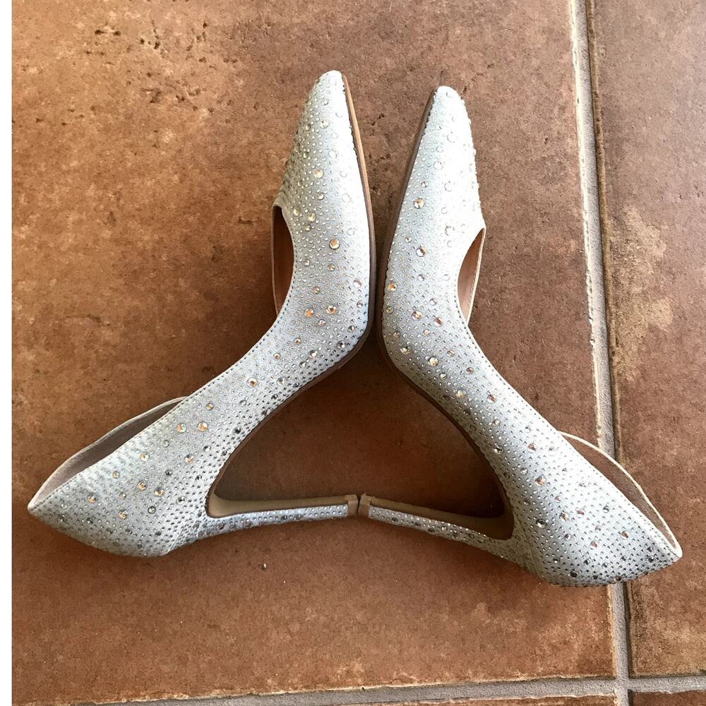 BCBGeneration Dove Gray Crystal Encrusted Sparkly Stiletto Heel Pumps size 8 - Picture 7 of 12